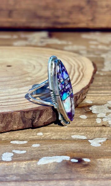 STEVE FRANCISCO Purple Mojave Turquoise & Silver Ring 26R59 • Size 7.5
