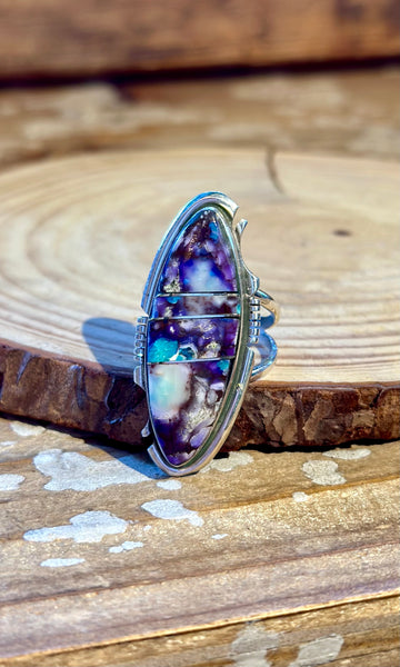 STEVE FRANCISCO Purple Mojave Turquoise & Silver Ring 26R59 • Size 7.5