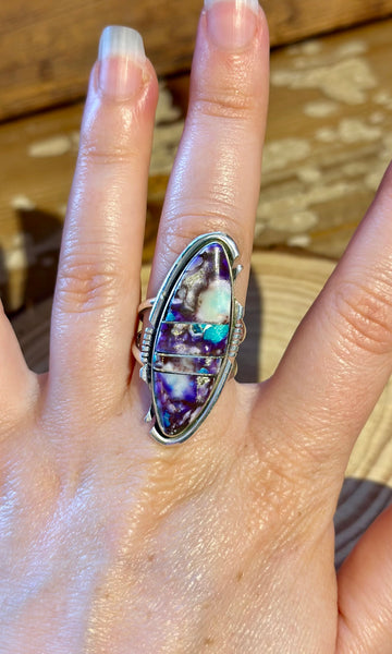 STEVE FRANCISCO Purple Mojave Turquoise & Silver Ring 26R59 • Size 7.5