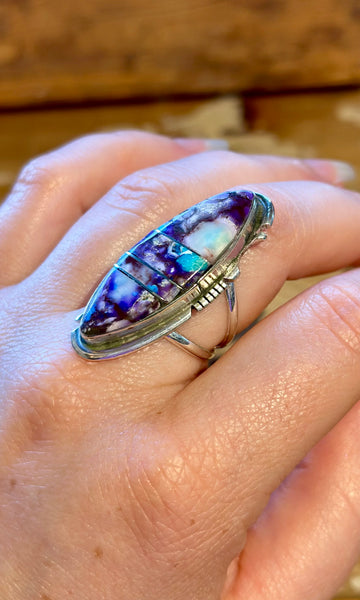 STEVE FRANCISCO Purple Mojave Turquoise & Silver Ring 26R59 • Size 7.5