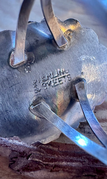 S. SKEETS PINK CONCH Shell & Silver Flower Ring 26R61 • Size 9 1/4