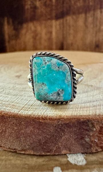 TRAPEZOID TURQUOISE Sterling Silver Ring • Size 9