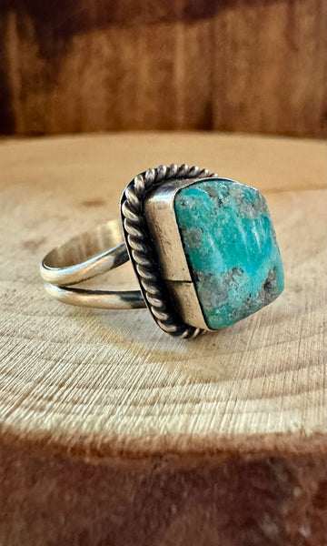 TRAPEZOID TURQUOISE Sterling Silver Ring • Size 9