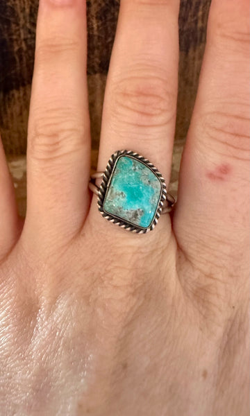 TRAPEZOID TURQUOISE Sterling Silver Ring • Size 9