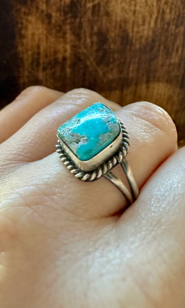 TRAPEZOID TURQUOISE Sterling Silver Ring • Size 9