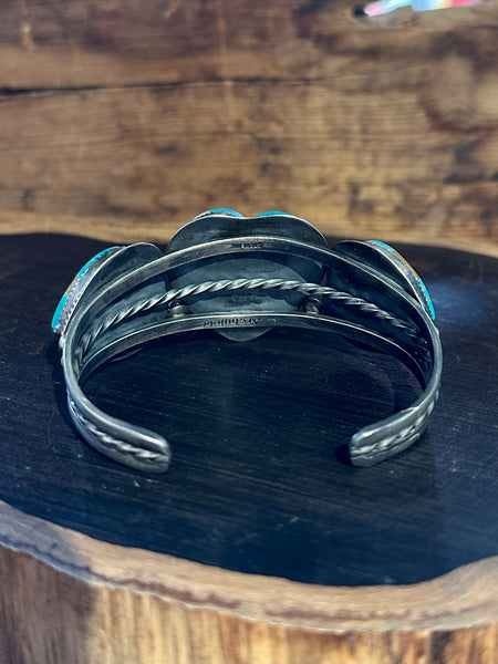 BUFFALO DANCER Lawrence Archuleta Turquoise Hearts & Silver Cuff 26C23 | 48g