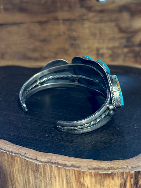 BUFFALO DANCER Lawrence Archuleta Turquoise Hearts & Silver Cuff 26C23 | 48g