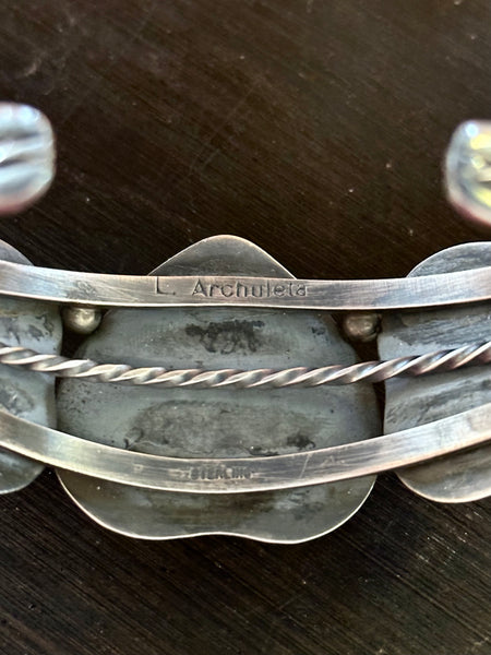 BUFFALO DANCER Lawrence Archuleta Turquoise Hearts & Silver Cuff 26C23 | 48g
