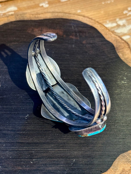 BUFFALO DANCER Lawrence Archuleta Turquoise Hearts & Silver Cuff 26C23 | 48g