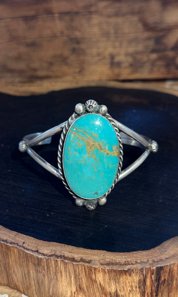 AUGUSTINE LARGO NAVAJO Kingman Turquoise & Sterling Silver Cuff 26C22 | 32g