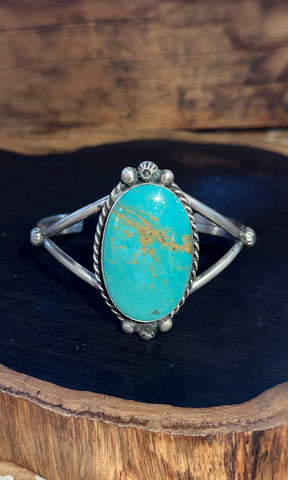 AUGUSTINE LARGO NAVAJO Kingman Turquoise & Sterling Silver Cuff 26C22 | 32g
