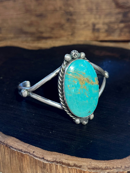 AUGUSTINE LARGO NAVAJO Kingman Turquoise & Sterling Silver Cuff 26C22 | 32g