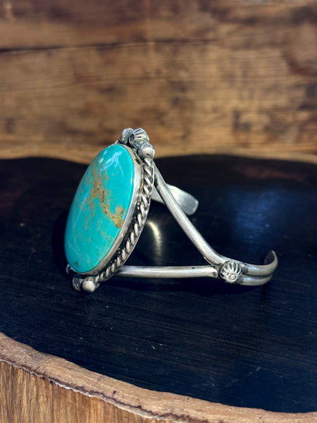 AUGUSTINE LARGO NAVAJO Kingman Turquoise & Sterling Silver Cuff 26C22 | 32g
