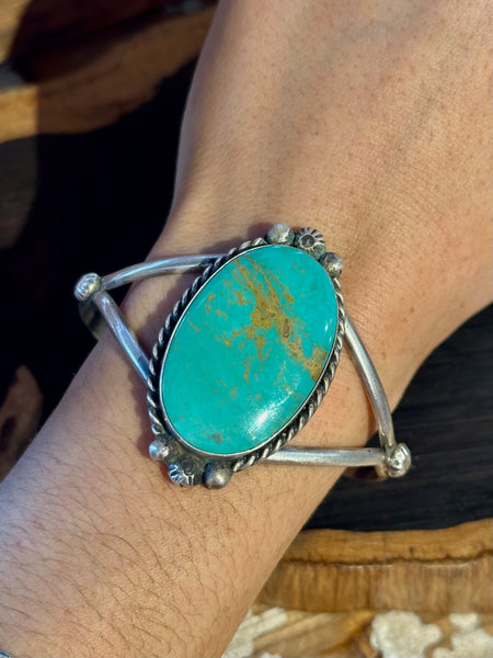 AUGUSTINE LARGO NAVAJO Kingman Turquoise & Sterling Silver Cuff 26C22 | 32g