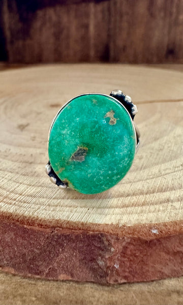 SEA URCHIN GREEN D&D Sterling Silver and Turquoise Ring • Size 8