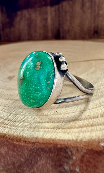 SEA URCHIN GREEN D&D Sterling Silver and Turquoise Ring • Size 8