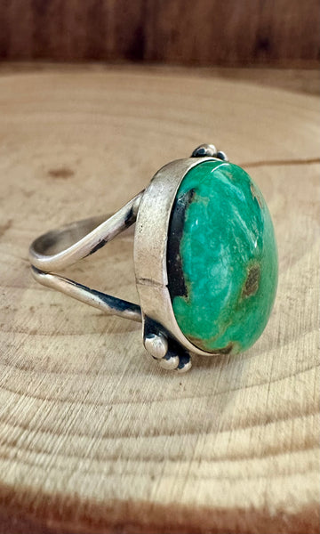 SEA URCHIN GREEN D&D Sterling Silver and Turquoise Ring • Size 8