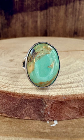 ACROSS THE POND Silver & Turquoise Ring • Size 4 1/4