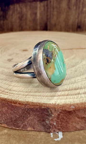 ACROSS THE POND Silver & Turquoise Ring • Size 4 1/4