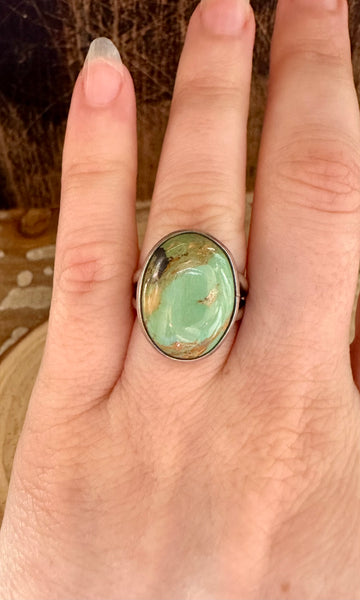 ACROSS THE POND Silver & Turquoise Ring • Size 4 1/4