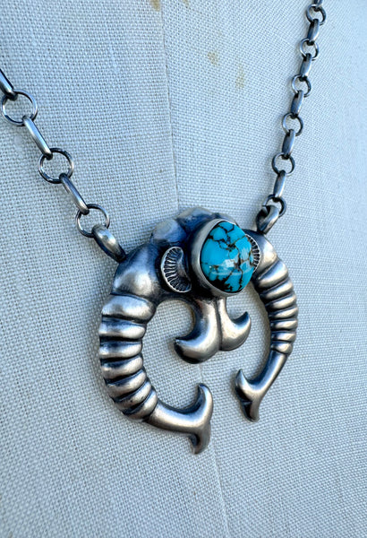NAVAJO NAJA Silver & Turquoise Adjustable Necklace 26N08
