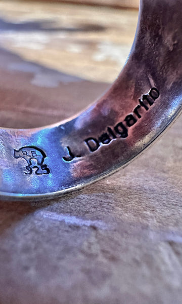 JOE DELGARITO NAVAJO Running Bear Turquoise and Silver Thunderbird Ring 26R55 • Multiple Sizes