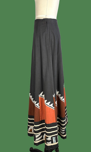 MEXICAN HERITAGE 70s Vintage Maxi Skirt • Small