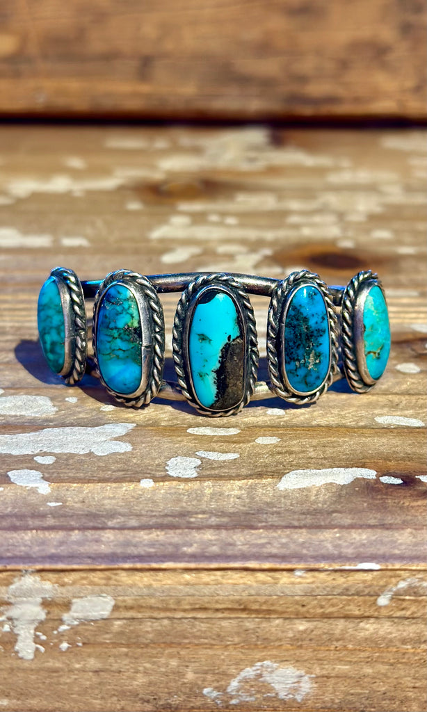 VINTAGE 60s NAVAJO TURQUOISE and Sterling Silver Cuff