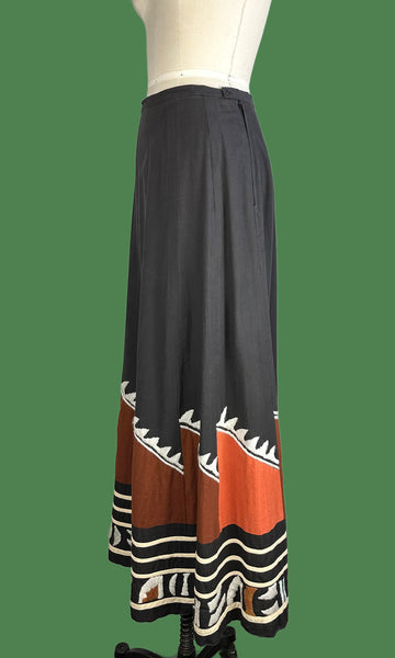 MEXICAN HERITAGE 70s Vintage Maxi Skirt • Small