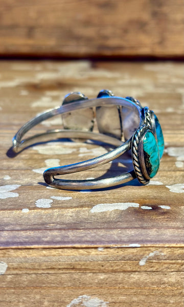 VINTAGE 60s NAVAJO TURQUOISE and Sterling Silver Cuff
