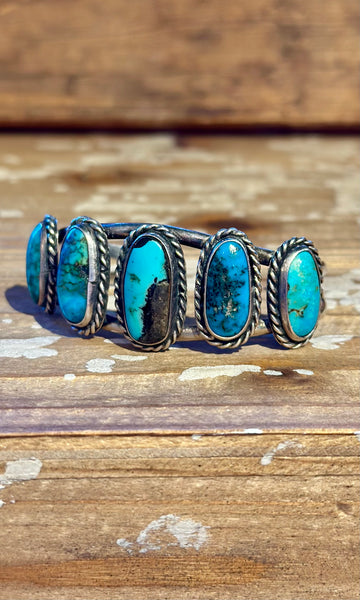 VINTAGE 60s NAVAJO TURQUOISE and Sterling Silver Cuff