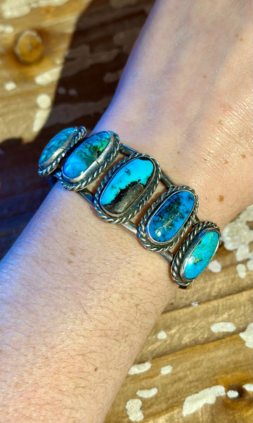 VINTAGE 60s NAVAJO TURQUOISE and Sterling Silver Cuff