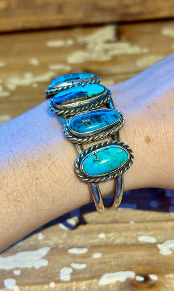 VINTAGE 60s NAVAJO TURQUOISE and Sterling Silver Cuff