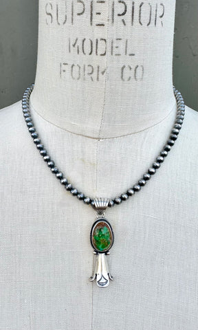 VERLEY BETONE Navajo Single Squash Blossom Necklace 26N02