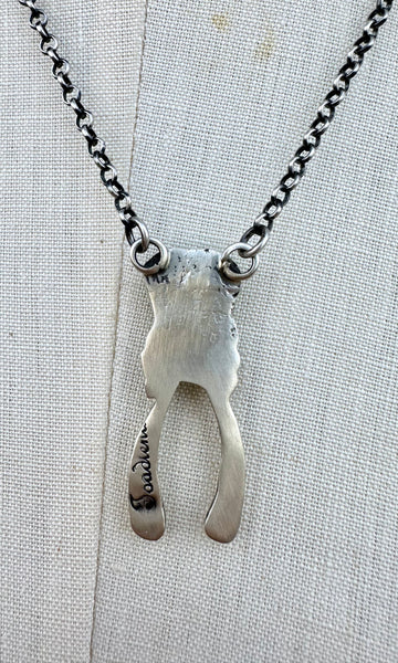 TOADLENA NAVAJO HEART & Bow Silver and Turquoise Necklace 26N06