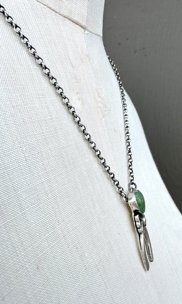 TOADLENA NAVAJO HEART & Bow Silver and Turquoise Necklace 26N06