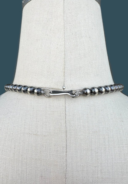 NAVAJO SQUASH BLOSSOM Turquoise & Sterling Silver Necklace