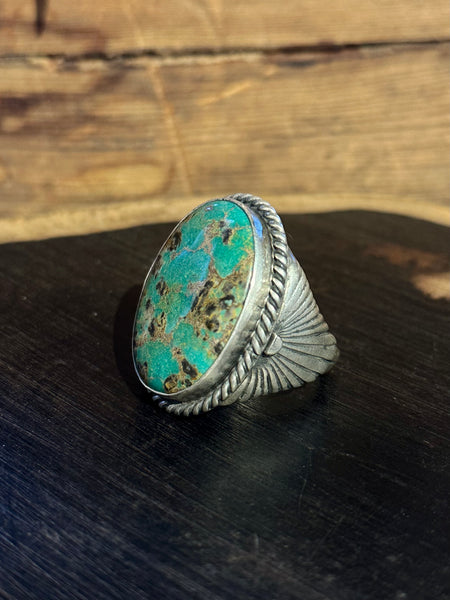ABOVE THE SUN Navajo Sterling Silver & Turquoise Mens Ring 26R66 • Size 10