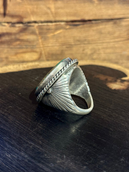 ABOVE THE SUN Navajo Sterling Silver & Turquoise Mens Ring 26R66 • Size 10