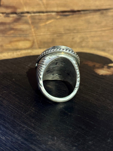 ABOVE THE SUN Navajo Sterling Silver & Turquoise Mens Ring 26R66 • Size 10