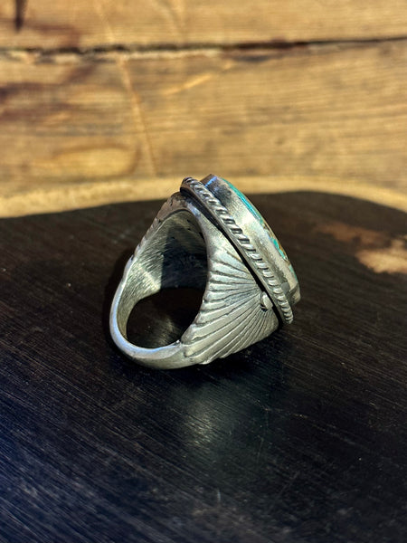 ABOVE THE SUN Navajo Sterling Silver & Turquoise Mens Ring 26R66 • Size 10