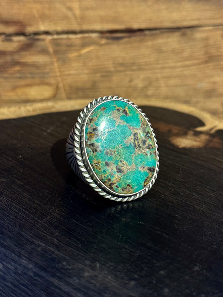 ABOVE THE SUN Navajo Sterling Silver & Turquoise Mens Ring 26R66 • Size 10