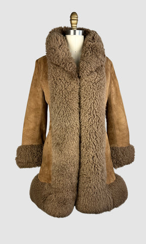 PENNY LANE 70s Suede and Faux Fur Coat • Small