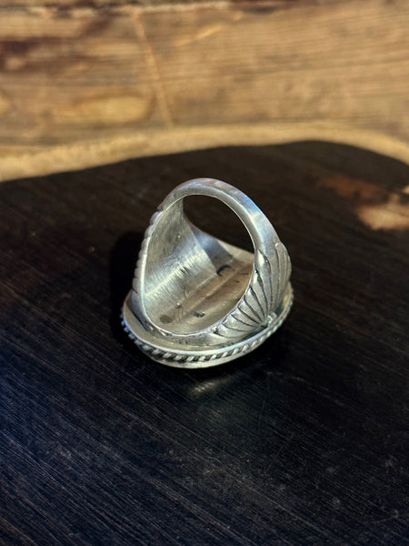 ABOVE THE SUN Navajo Sterling Silver & Turquoise Mens Ring 26R66 • Size 10