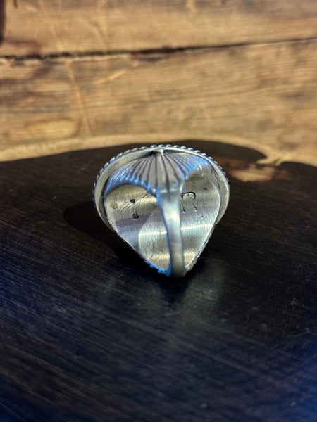 ABOVE THE SUN Navajo Sterling Silver & Turquoise Mens Ring 26R66 • Size 10