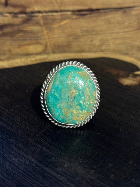ABOVE THE SUN Navajo Sterling Silver & Turquoise Mens Ring 26R67 • Size 10