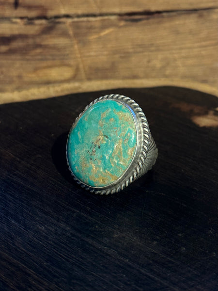 ABOVE THE SUN Navajo Sterling Silver & Turquoise Mens Ring 26R67 • Size 10