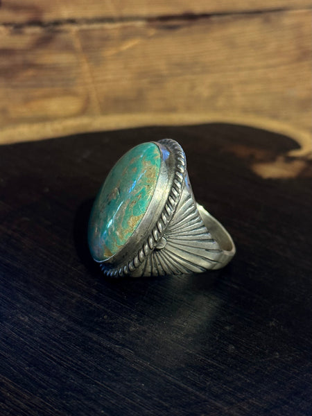ABOVE THE SUN Navajo Sterling Silver & Turquoise Mens Ring 26R67 • Size 10