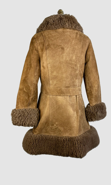 PENNY LANE 70s Suede and Faux Fur Coat • Small