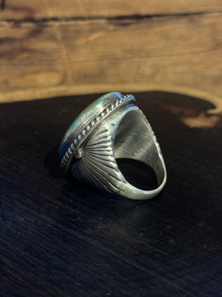 ABOVE THE SUN Navajo Sterling Silver & Turquoise Mens Ring 26R67 • Size 10